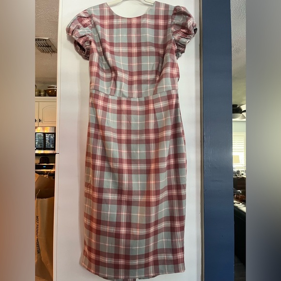 Collectif Classic Red and Gray Check Midi Dress EUC - Picture 2 of 12